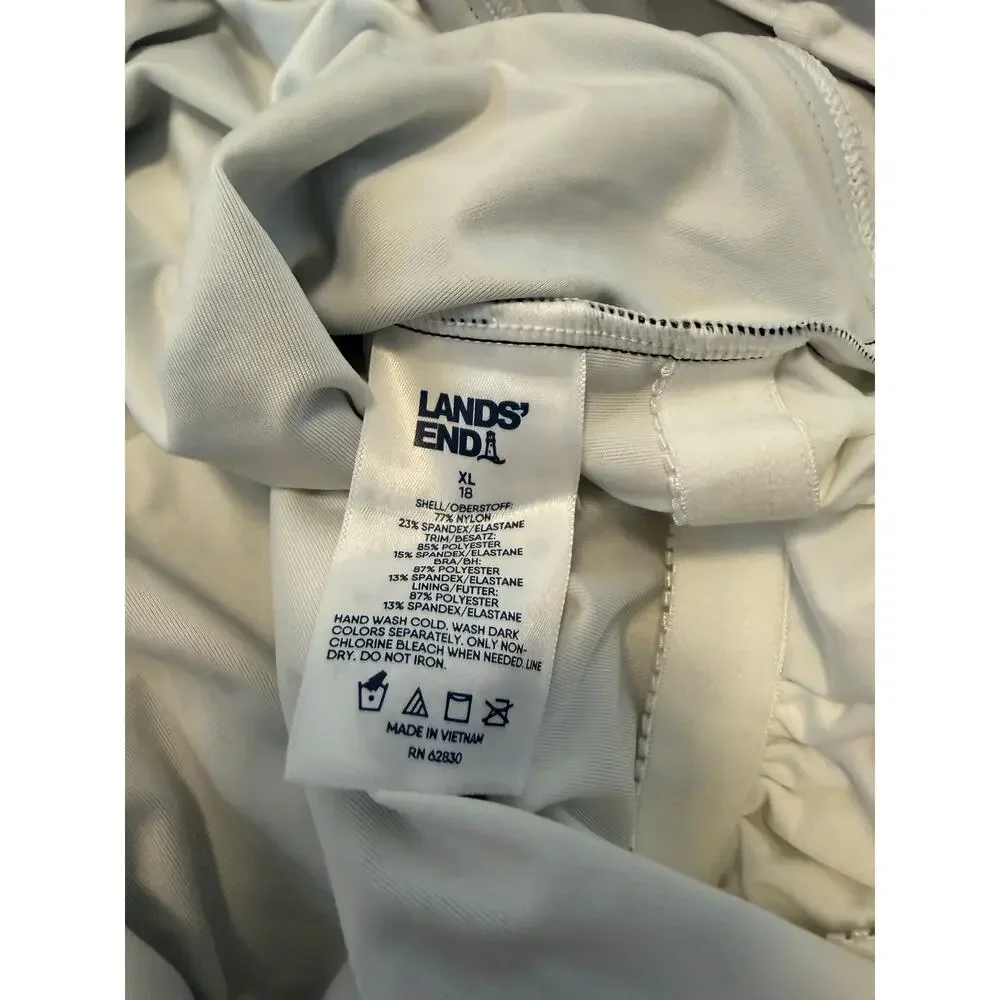 NWT Land's End Women's One Piece Swimsuit Zip Front Lined XL Cross Back
